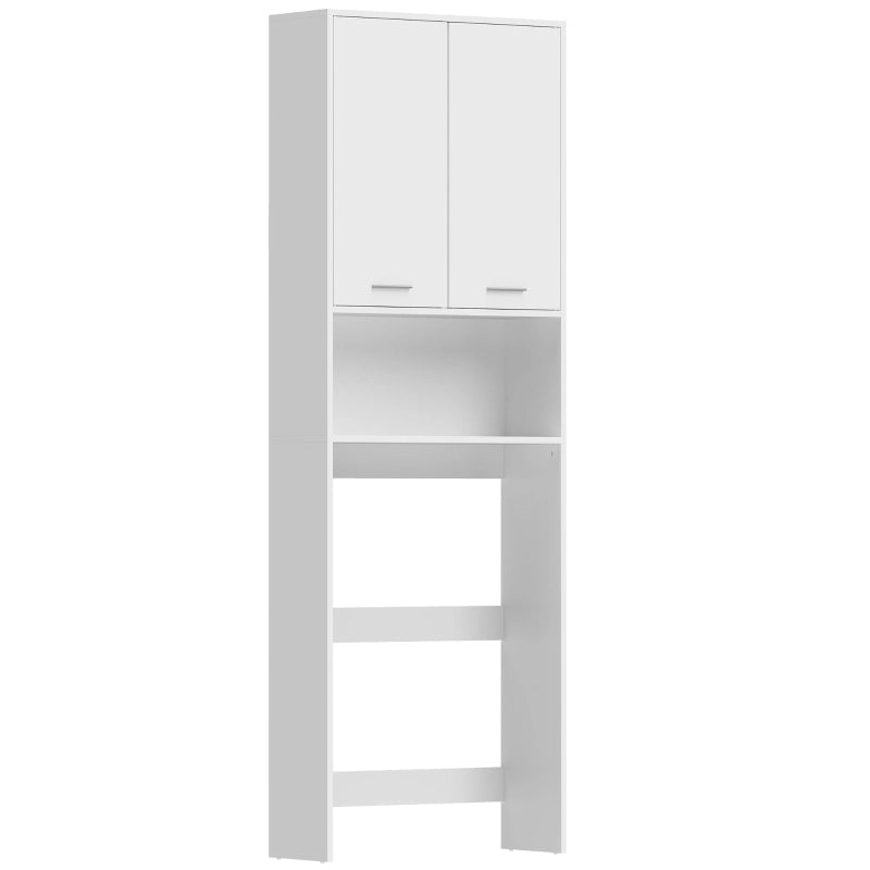 Mobile da bagno salvaspazio con 2 ante e vano aperto - per lavatrice o WC - 66x24x191 cm