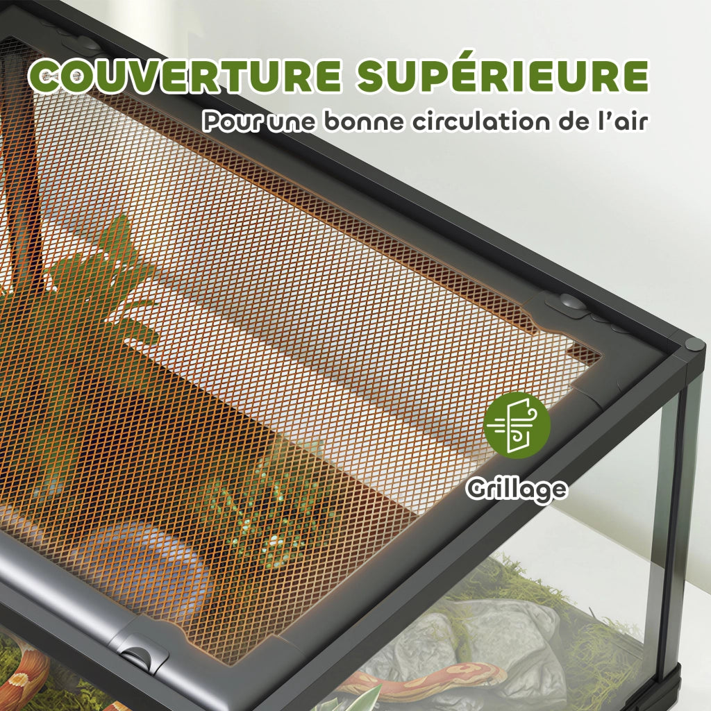 Terrario per rettili in vetro 86L ¨C zephmum ¨C nero 50.8x30.5x35.6cm