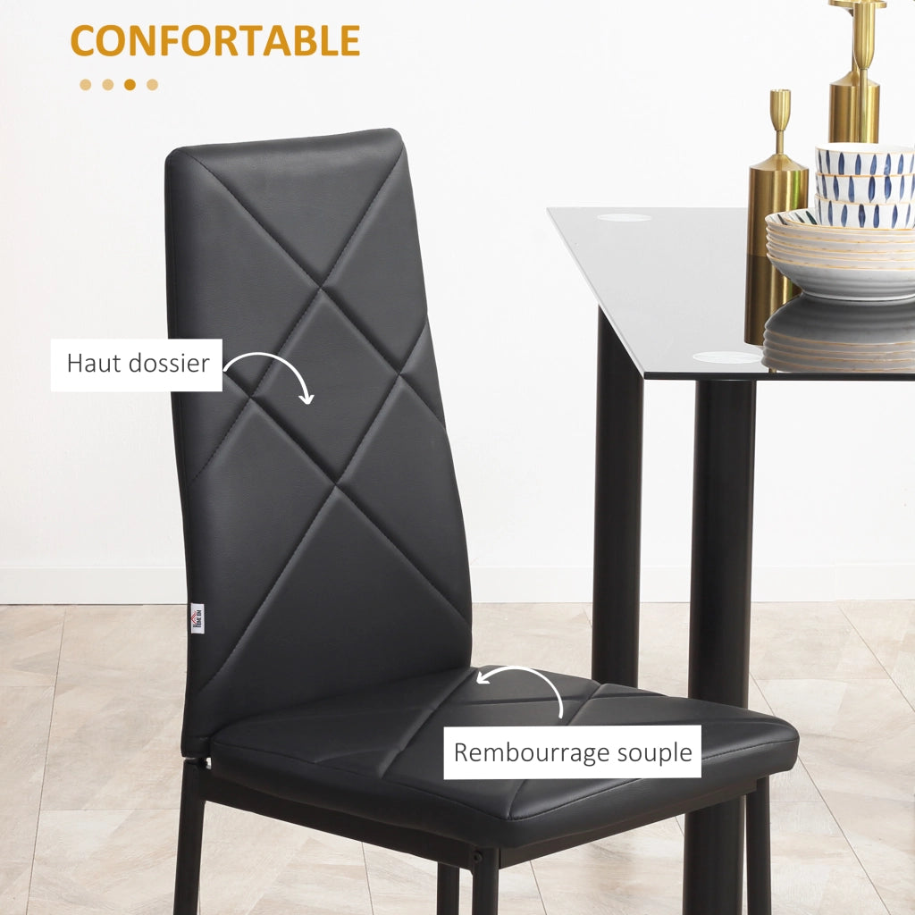 Set di 4 sedie da pranzo con schienale alto ¨C zephmum ¨C rivestimento similpelle, struttura in metallo, nero