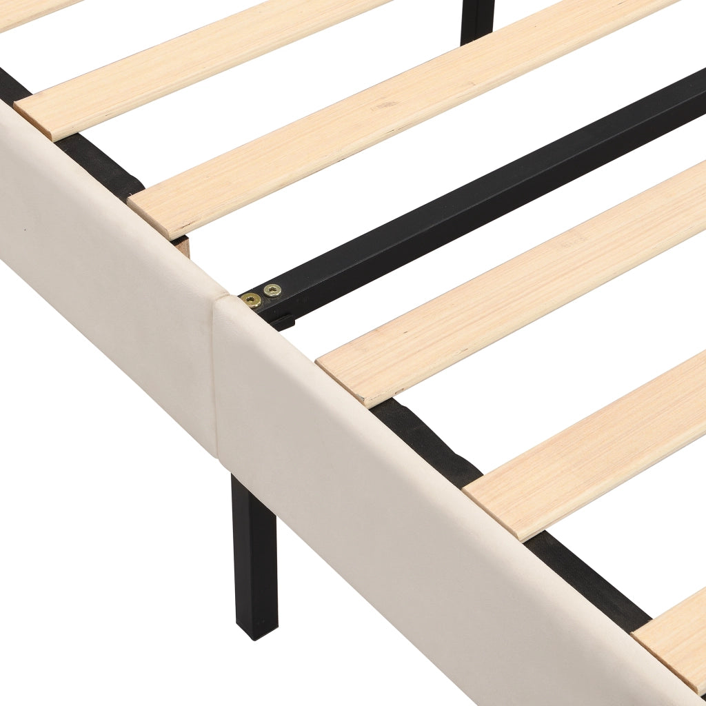 Lit matrimoniale 140 × 200 cm 2 posti con testiera regolabile, senza materasso, in velluto, beige