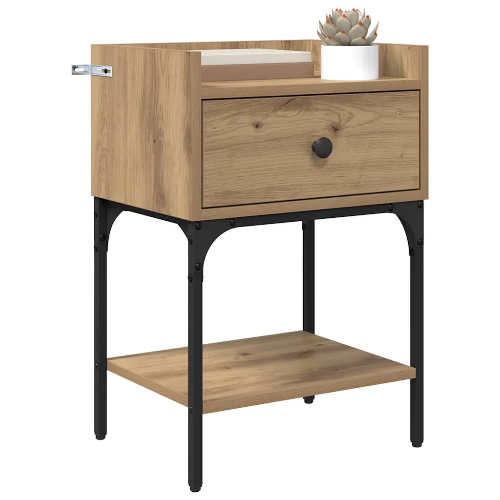 Comodino-Tavolino da notte Rovere artigianale 40 x 29 x 60 cm Legno multistrato