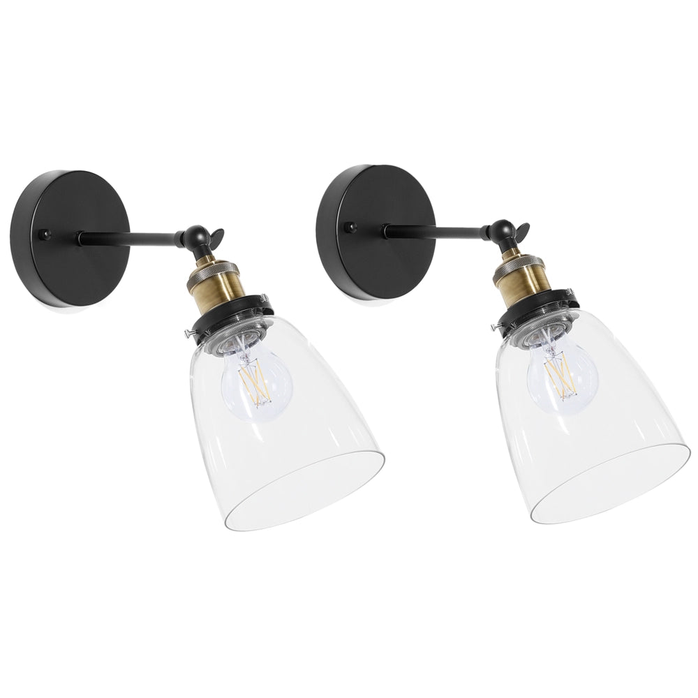 Lampade da Parete applique in vetro Nero con paralume in metallo regolabile industriale