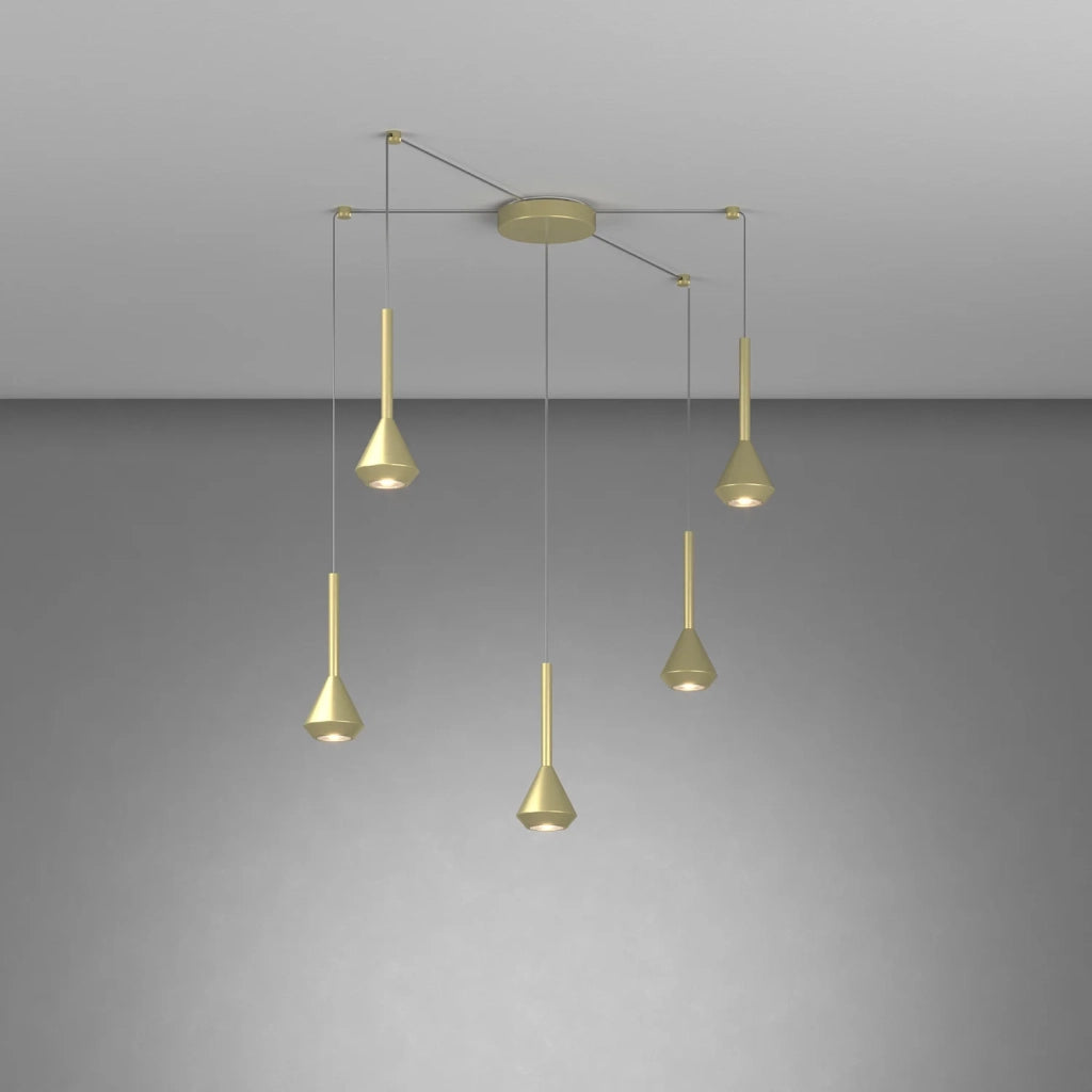 Lampadario Moderno Aygo Metallo Ottone 5 Luci Gu10