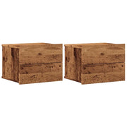 Set di 2 Comodini | Armadio da Notte | Mobiletto da notte a Muro Legno Antico 40x32x30 cm