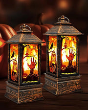 2 lampioni da Halloween con luce LED, decorazione trasportabile per Halloween, festa di Halloween [Classe di Energia A]
