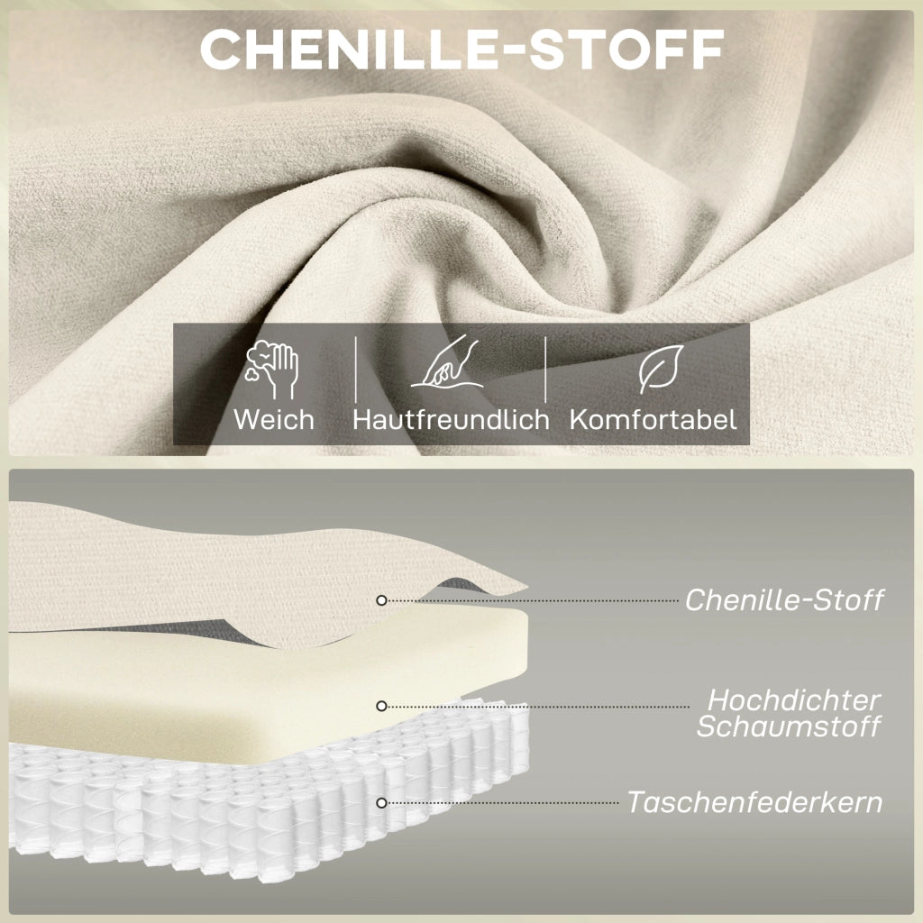 Divano 2 posti in tessuto Chenille ¨C Xylo ¨C imbottitura doppio strato, schienale alto, crema