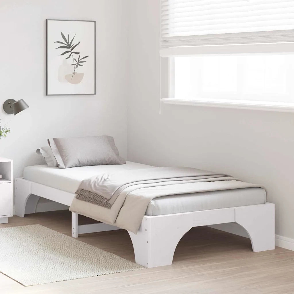 Struttura del letto Bianco 90 x 190 cm Pino massello 872969