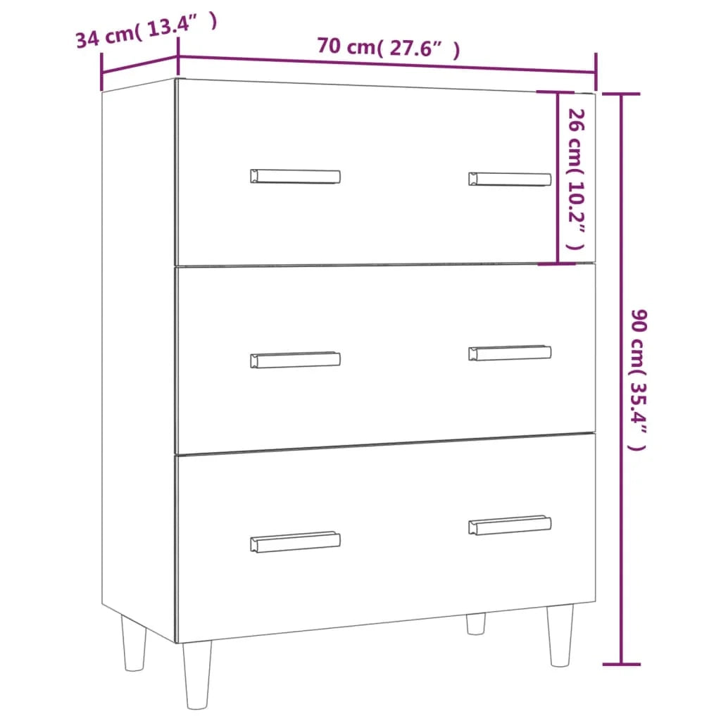 Buffet credenza cassettiera armadio mobile contenitore organizer per cucina soggiorno salotto 70 x 34 x 90 cm legno ingegnerizzato grigio 02_0032081