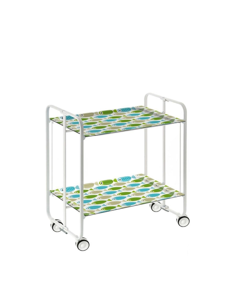 Carrello da cucina pieghevole bianco con ruote BAUHAUS 2 ripiani