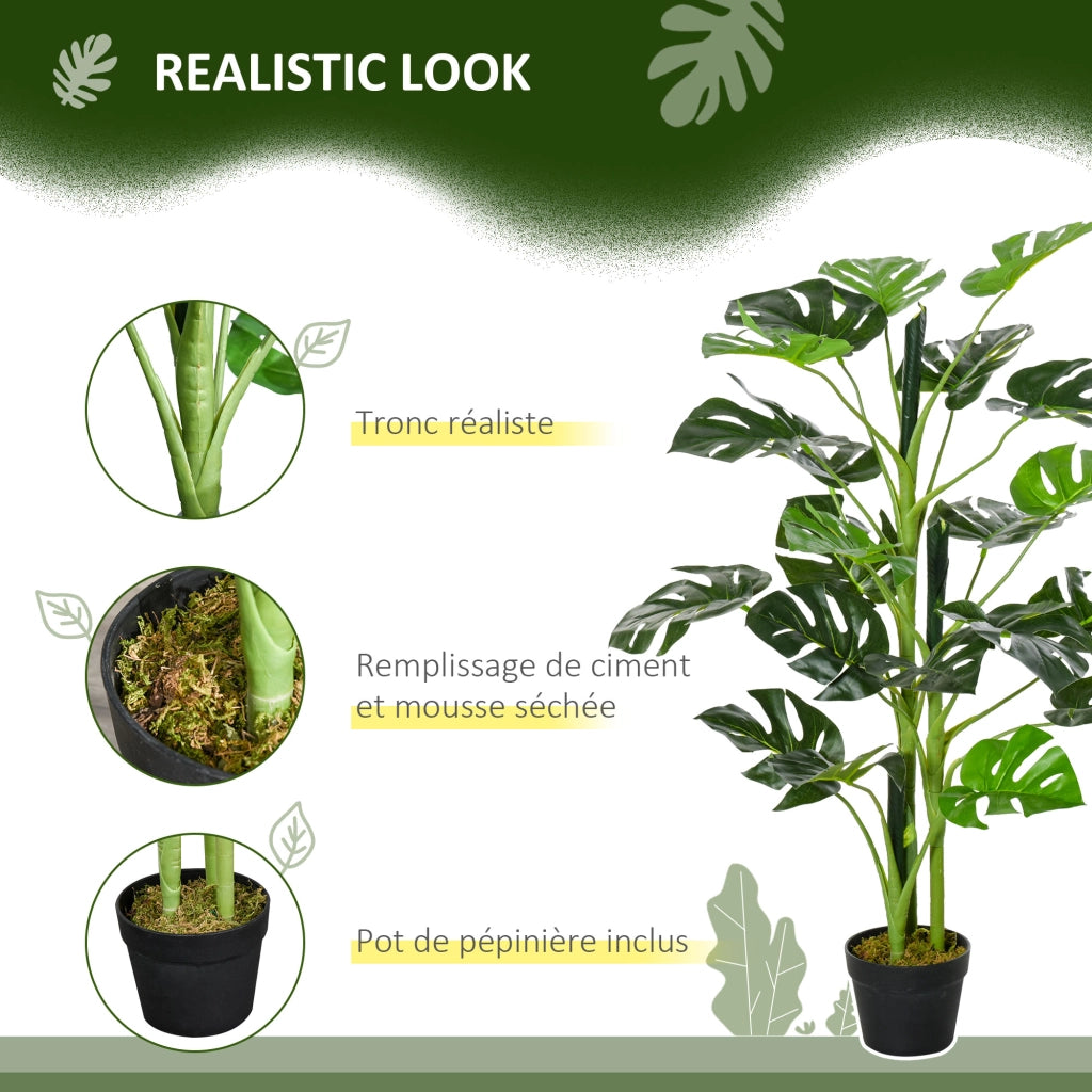 Planta Artificiale Monstera con Vaso Cemento ¨C Zephmum ¨C Verde ?16x100 cm