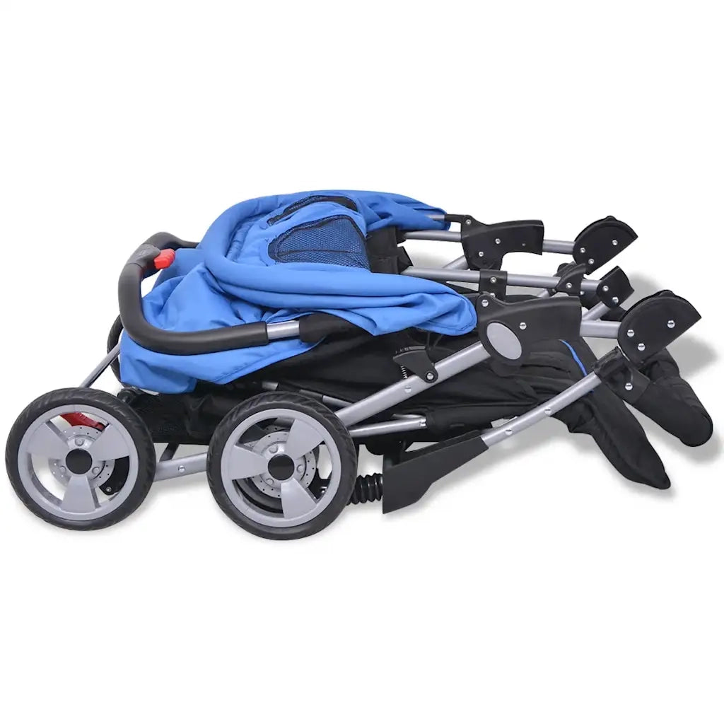 Passeggino Gemellare in Acciaio Blu e Nero CFW1332296