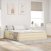 Letto con contenitore e materasso Crema 180 x 200 cm Poliestere