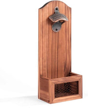 Flesapertura con Raccoglitore di Capo Catturatore - Vintage flesapertura in legno da parete per appassionati di birra