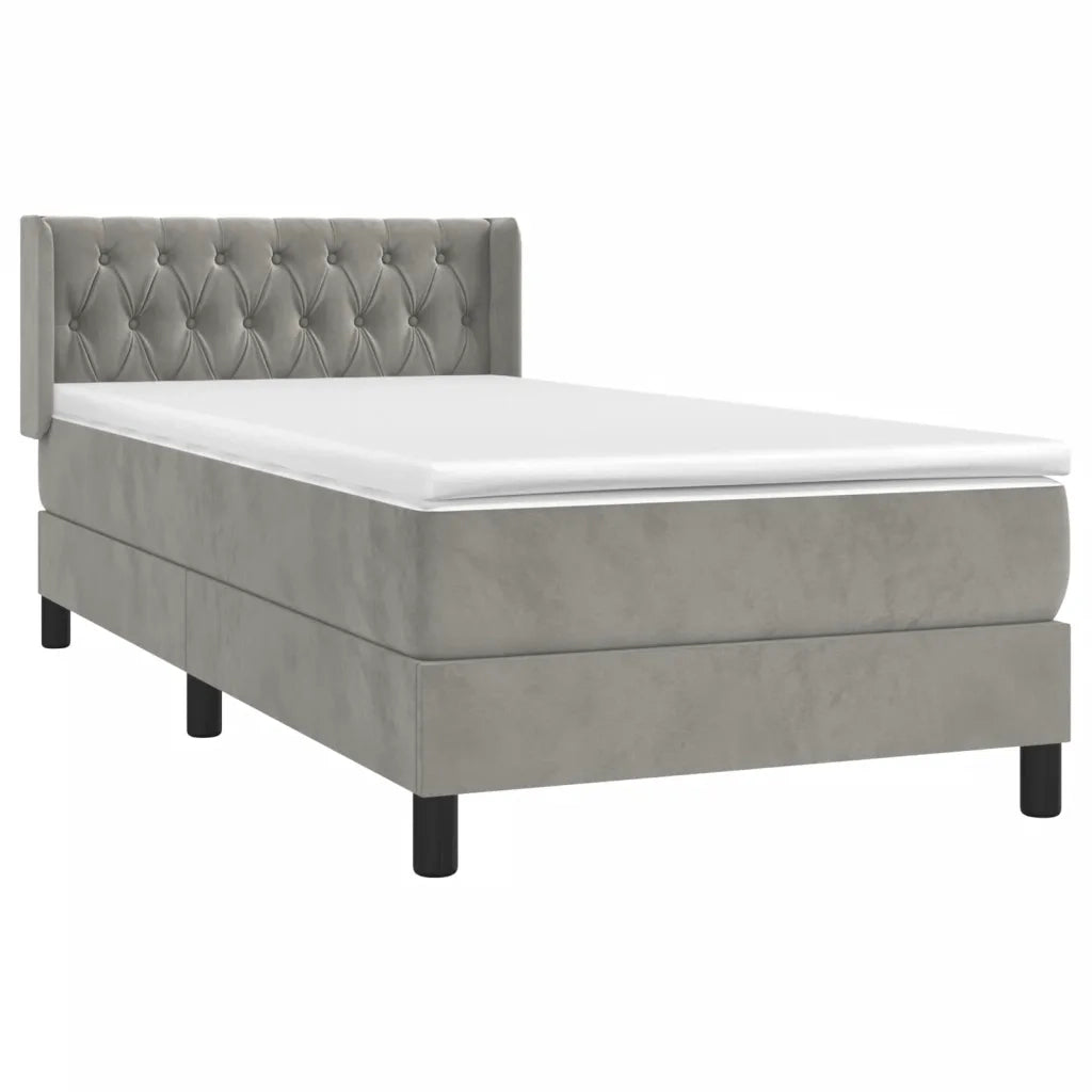 Giroletto a Molle con Materasso Grigio Chiaro 100x200cm Velluto cod mxl 64751