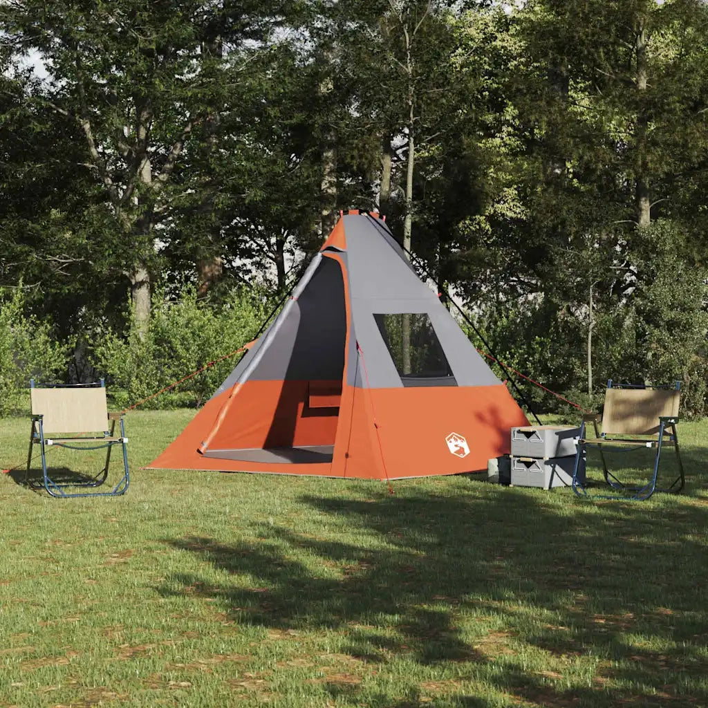 Tenda Tipi-Tenda da campeggio Grigio e arancione 383 x 338 x 217 cm taffet¨¤