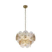 Lampadario Contemporaneo Wagon Acciaio Bronzo Vetro 5 Luci G9