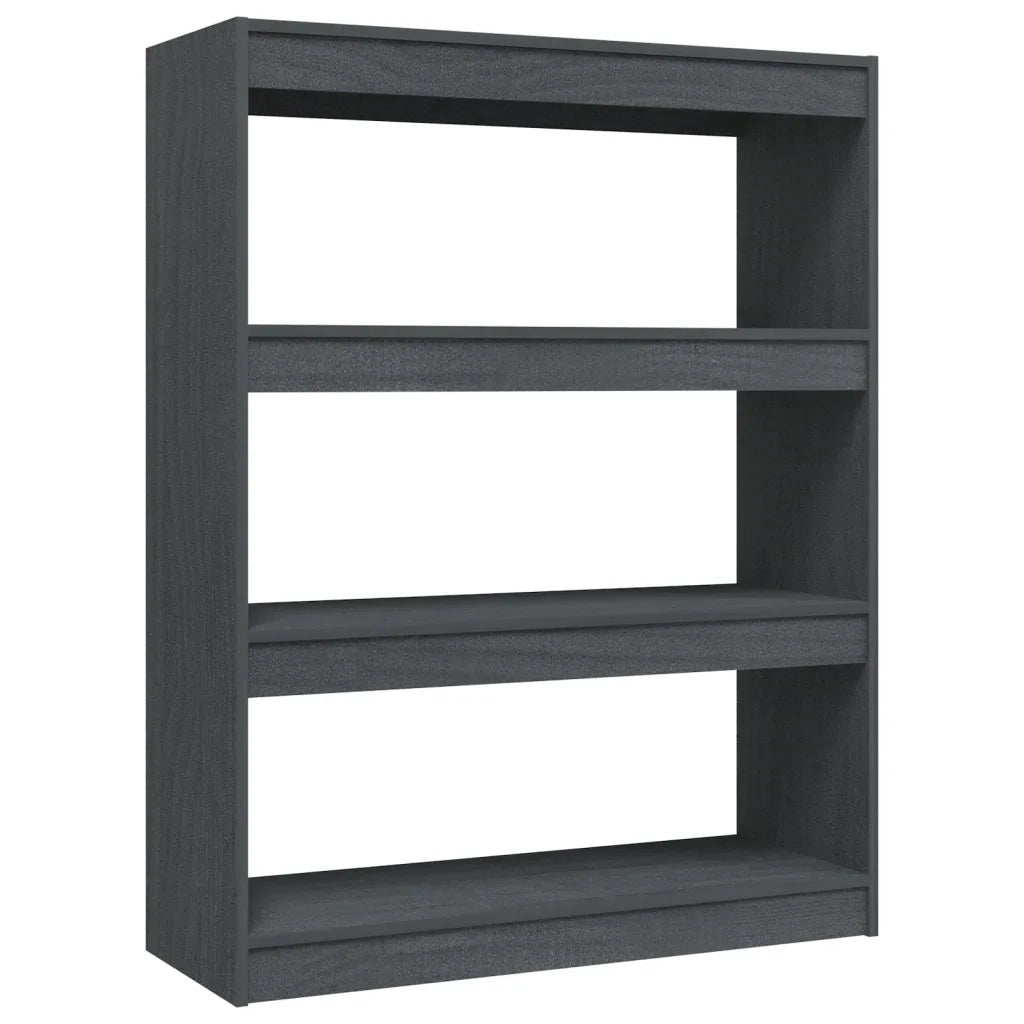 Libreria Divisorio-Scaffale per Libri-Mobile di Stoccaggio Grigio 100x30x103 cm in Massello di Pino