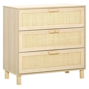 Com¨° 3 Cassetti Cannage in Rattan ¨C zephmum ¨C MDF Effetto Legno Chiaro 80x40x80 cm