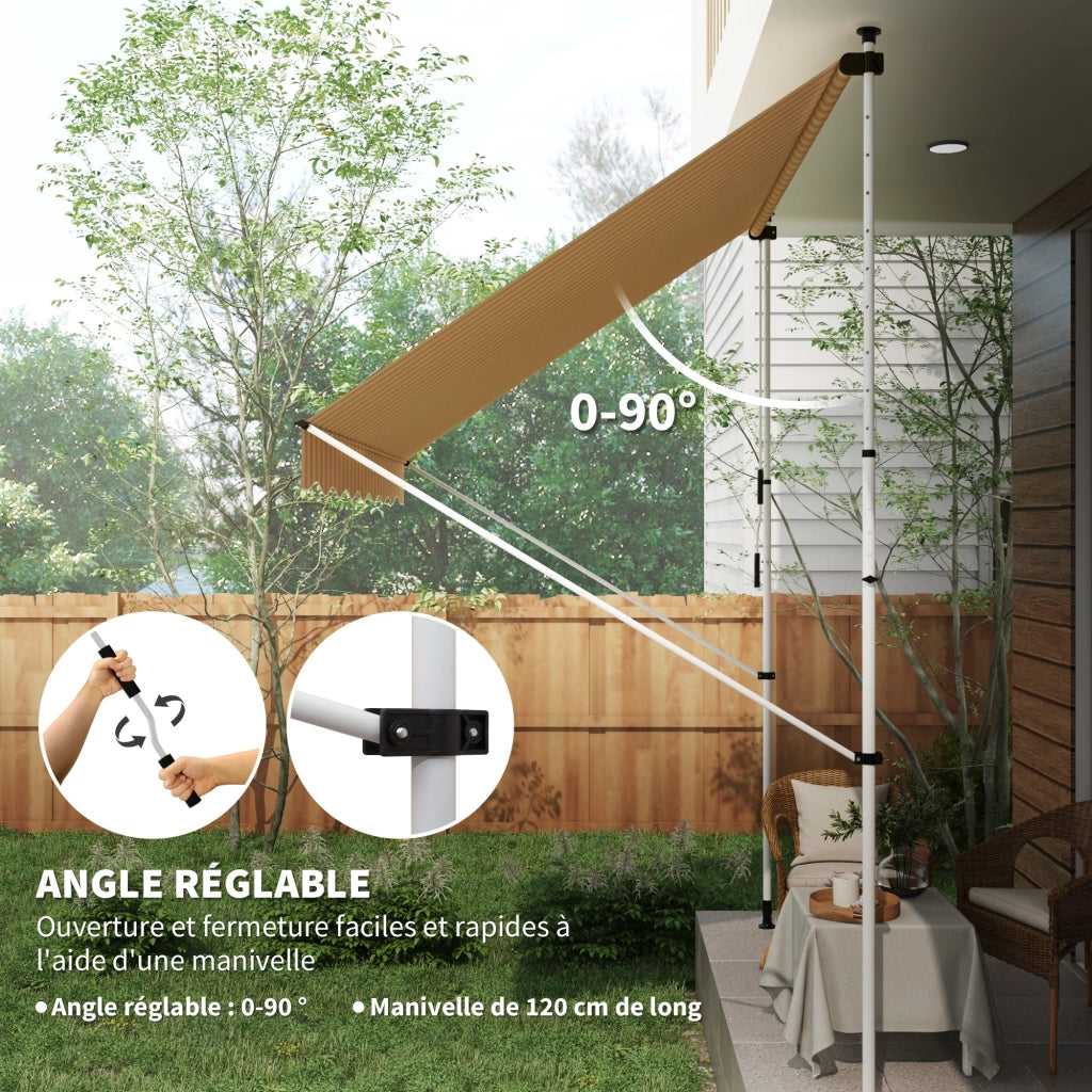 Tenda da sole retrattile ¨C zephmum ¨C arancione, bianco a righe, 3x1.5m, poliestere, metallo