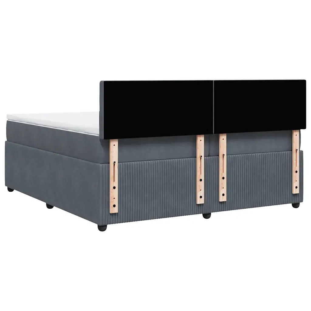 Giroletto a Molle con Materasso Grigio Scuro 200x200 cm Velluto 3287843