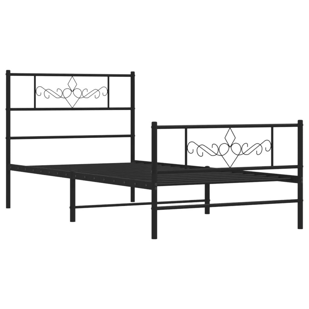 Giroletto con Testiera e Pediera Metallo Nero 75x190 cm 355275