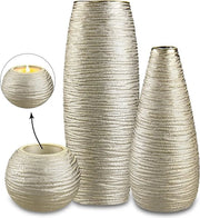 Set di vasi ceramici in oro - set da 3 - per pampas - vaso decorativo per la casa - arredamento da tavolo - camera da soggiorno ufficio - decorazione per matrimoni e Natale