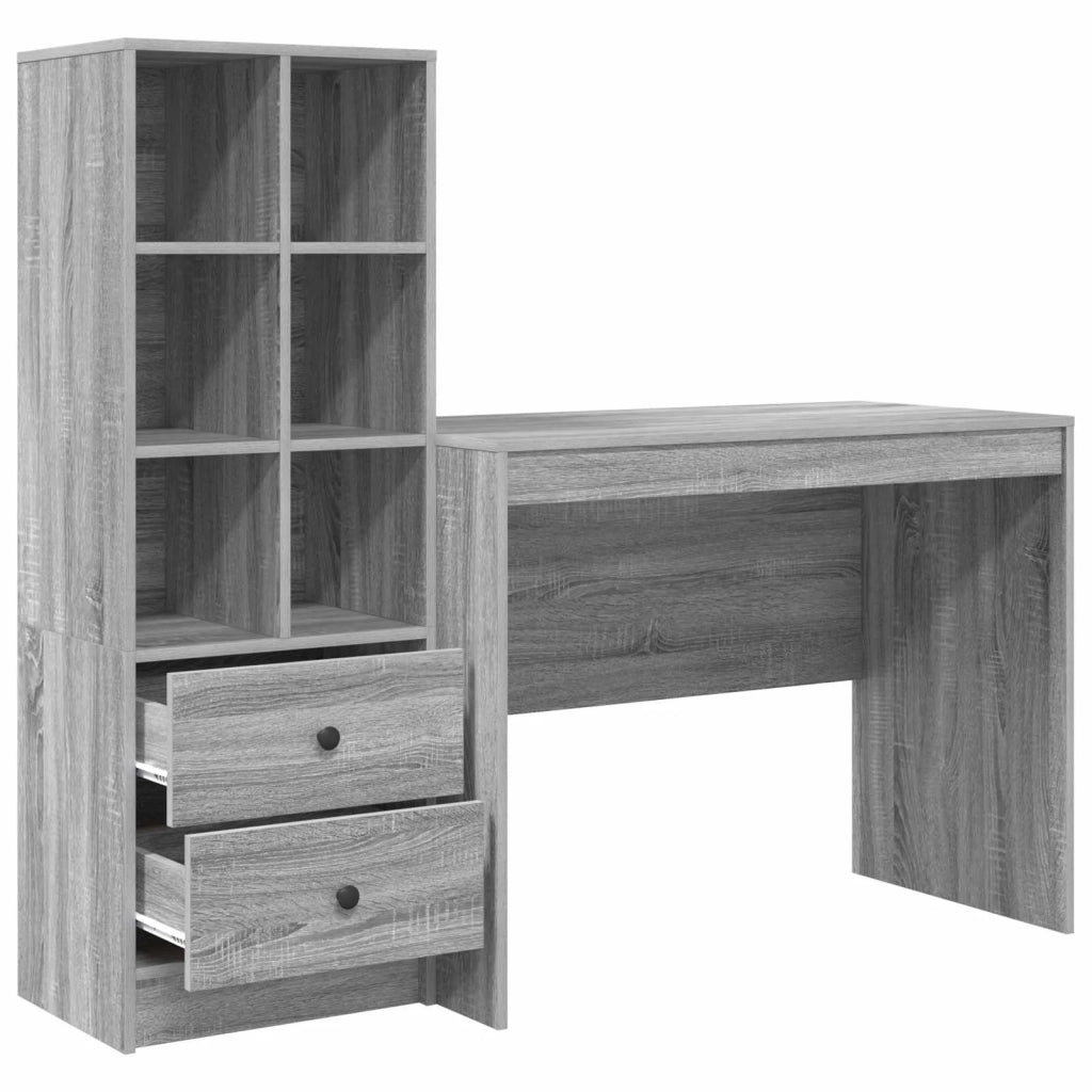 Scrivania con cassetto 2 pcs Grigio Sonoma 3337374