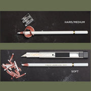 Set di Pastelli a Carbone di 6 - Carbone di Legno Bianco - Materiale Artistico - Schizzi/Illustrazioni - Flessibile e Resistente ai Graffi - Facile da Affilare - Pastello a Carbone