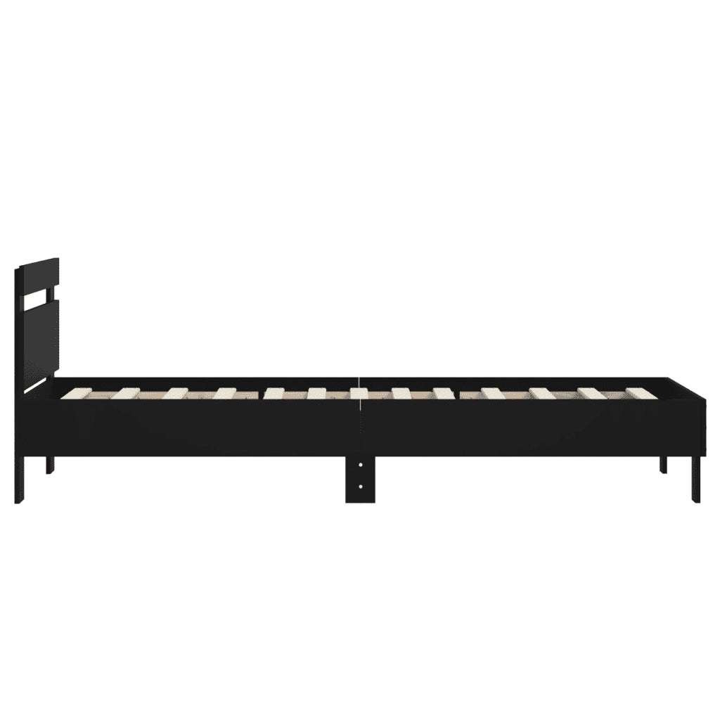 Giroletto con Testiera-Struttura Letto con testiera Nero 90x200 cm in Legno Multistrato 689150