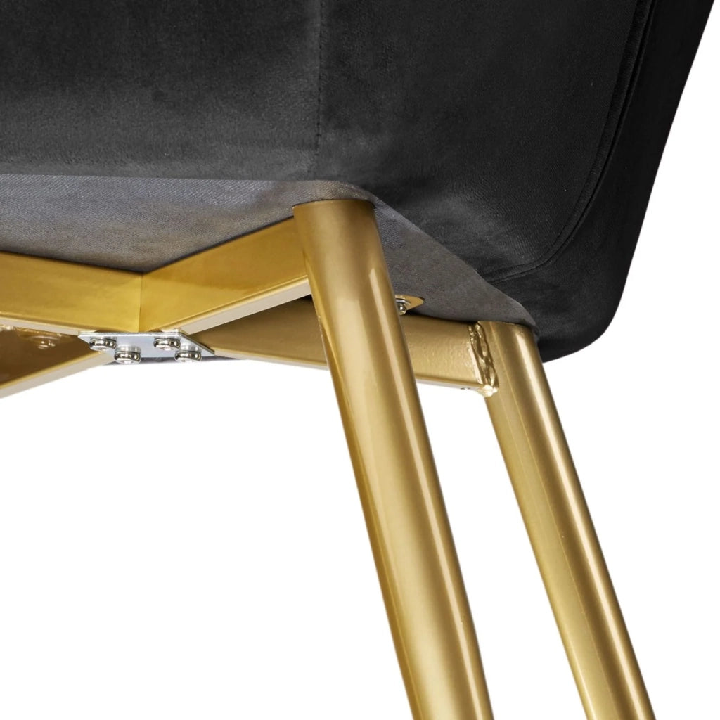 Set di 2 sedie con gambe dorate, seduta soggiorno, cucina sala da pranzo, design elegante, nero 08_0000165