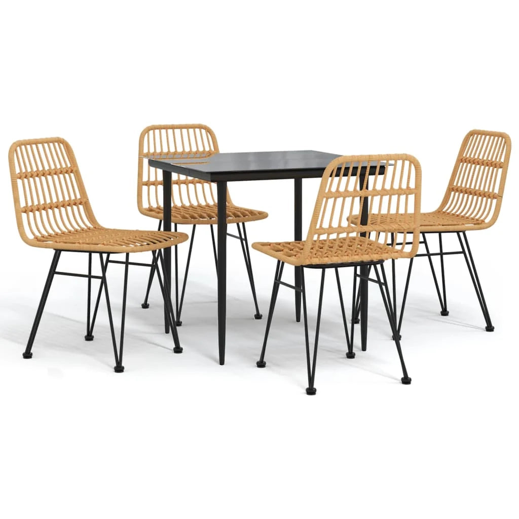 Set da pranzo da esterno 5 pezzi mobili da giardino resina di vimini 02_0014326