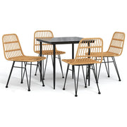 Set da pranzo da esterno 5 pezzi mobili da giardino resina di vimini 02_0014326