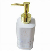 Trade Shop - Dispenser Per Sapone Liquido Accessorio Bagno Arredo Bianco Oro Macchiato 59882 -