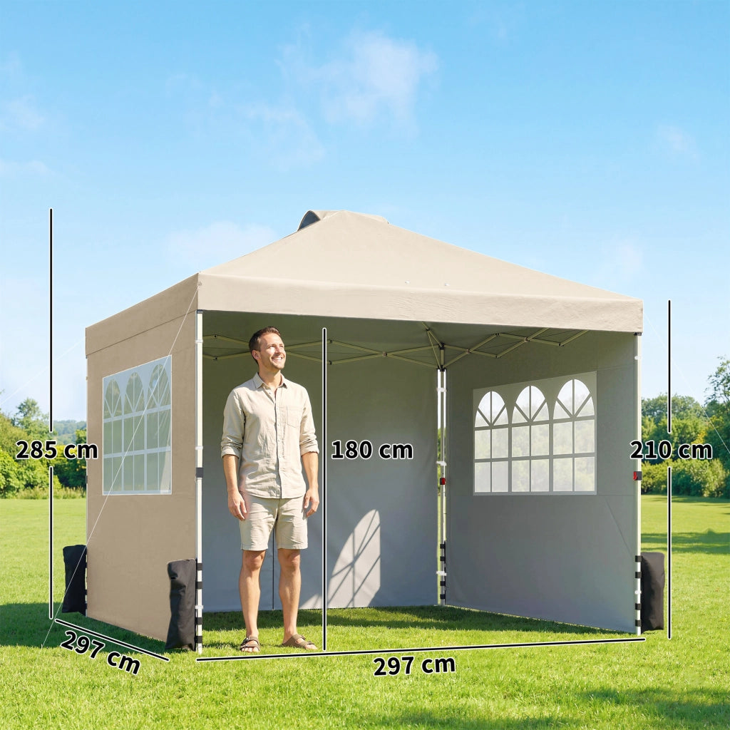 Tenda da Giardino Pieghevole 3x3m ¨C zephmum ¨C Grigio