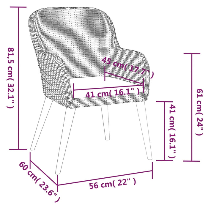 Set da Pranzo da Giardino 5 pz con Cuscini Nero cod mxl 35860