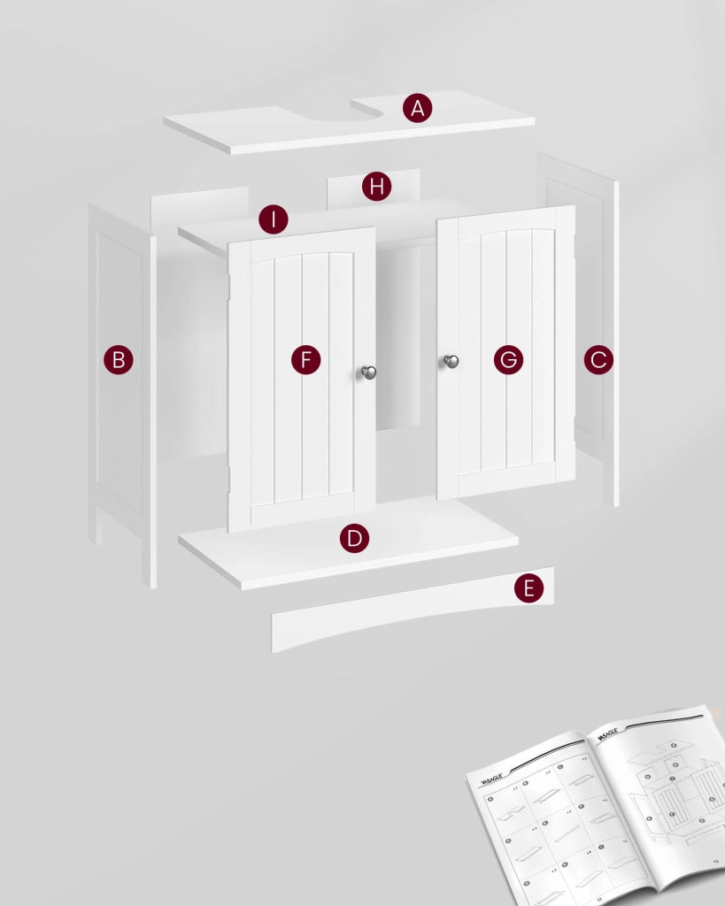 Mobiletto da bagno sottolavabo Valora | Bianco | Compatto | Scandinavo