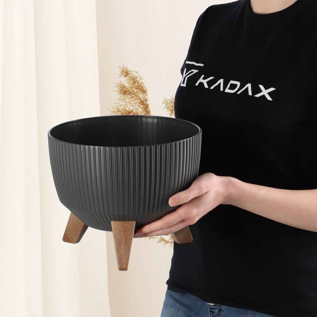 Vaso da giardino KADAX con gambe per fiori, grande ciotola rotonda da 24 cm