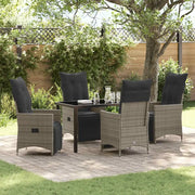 Set da Pranzo per Giardino con cuscino 5 pcs Grigio polyrattan