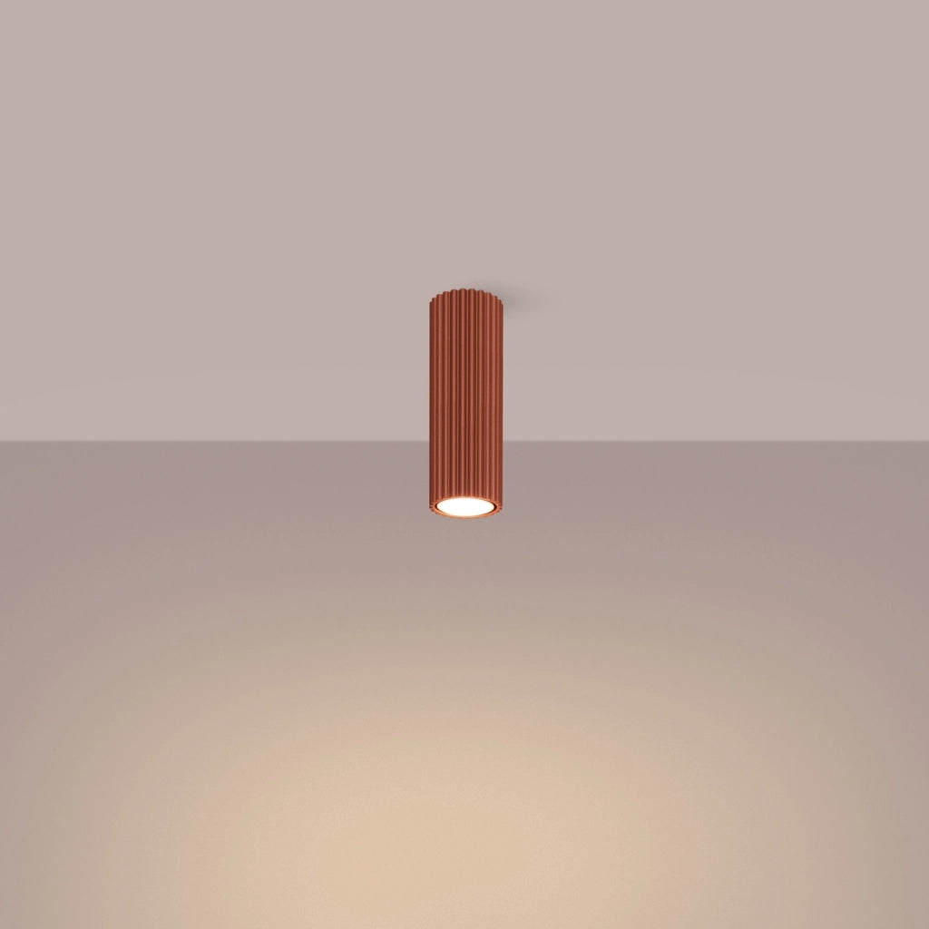 Spot soffitto Pure Lume GRAVIO tubo rigato ocra rosso 20cm GU10