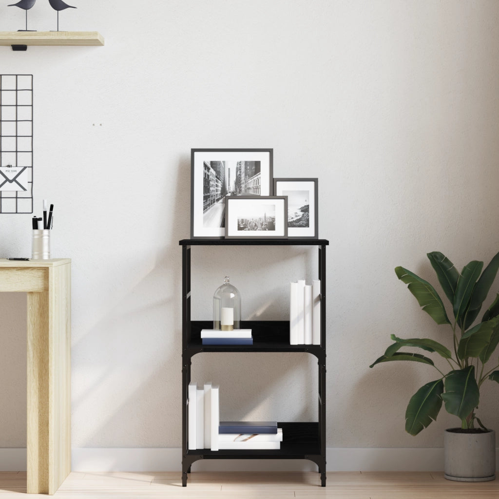 Libreria Nero Rovere 50x33x82 cm Legno ingegnerizzato e Acciaio