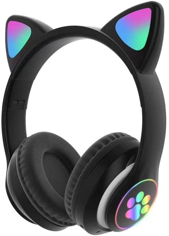 Cuffie per bambini - cuffie wireless over-ear per bambini - cuffie in-ear Bluetooth con microfono - con design gatto - con illuminazione - rosa