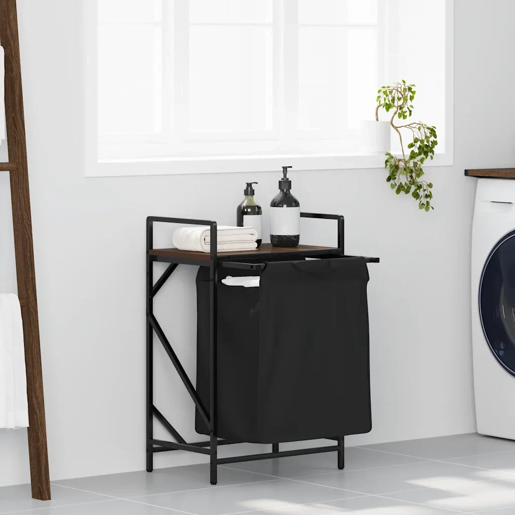 Cesto della Biancheria 1 Scomparto con Ripiano Rovere Marrone CFW2653465