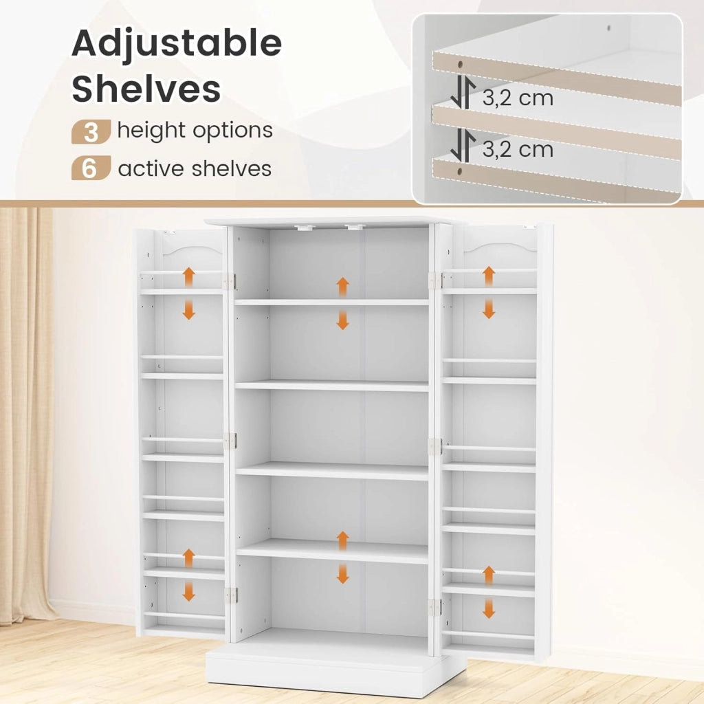 Mobile Cucina Dispensa con 2 Ante, Armadio Cucina Dispensa con 16 Ripiani Regolabili, Dispositivo Antiribaltamento, Mobile Cucina per Sala da Pranzo, Soggiorno, 60 x 40 x 120 cm, 2 Colori