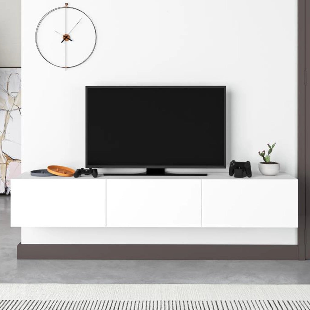 Mobile TV sospeso 180 x 30 cm FRANCY Bianco con 3 Ante a ribalta Porta TV parete