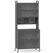 Mobile da cucina a 6 ripiani 80 x 40 x 178 cm con ante a battente traslucide design moderno acciaio al carbonio grigio 20_0016282