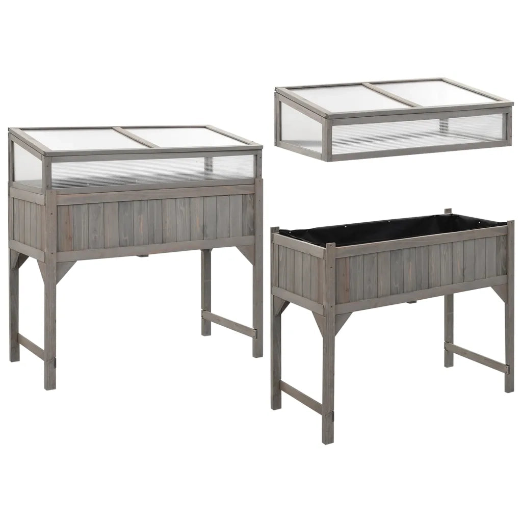 Aiuola Rialzata con Copertura Serra 110x54x120cm Abete Massello 316472