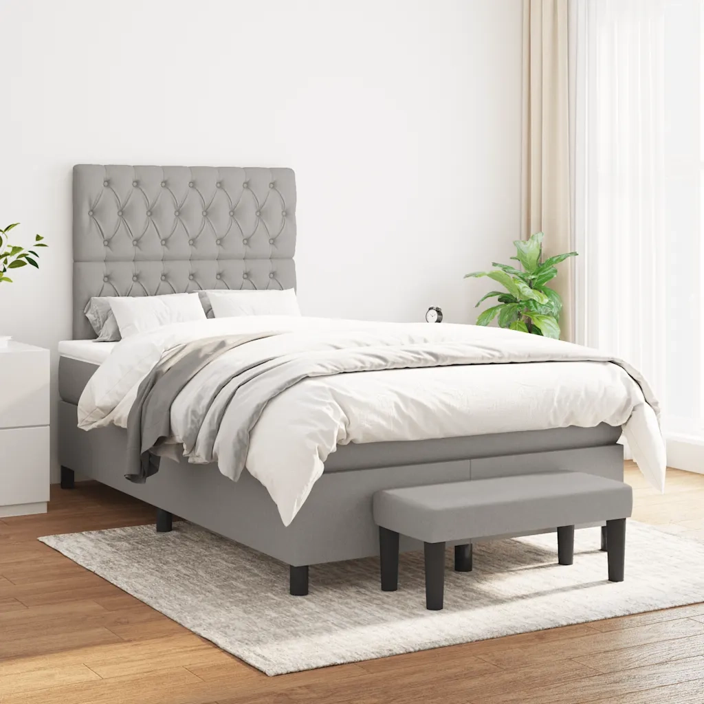 Giroletto a Molle con Materasso Grigio Chiaro 120x190cm Tessuto