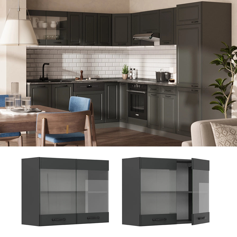 Vicco Mobile da cucina in vetro Antracite casa di campagna 80 cm