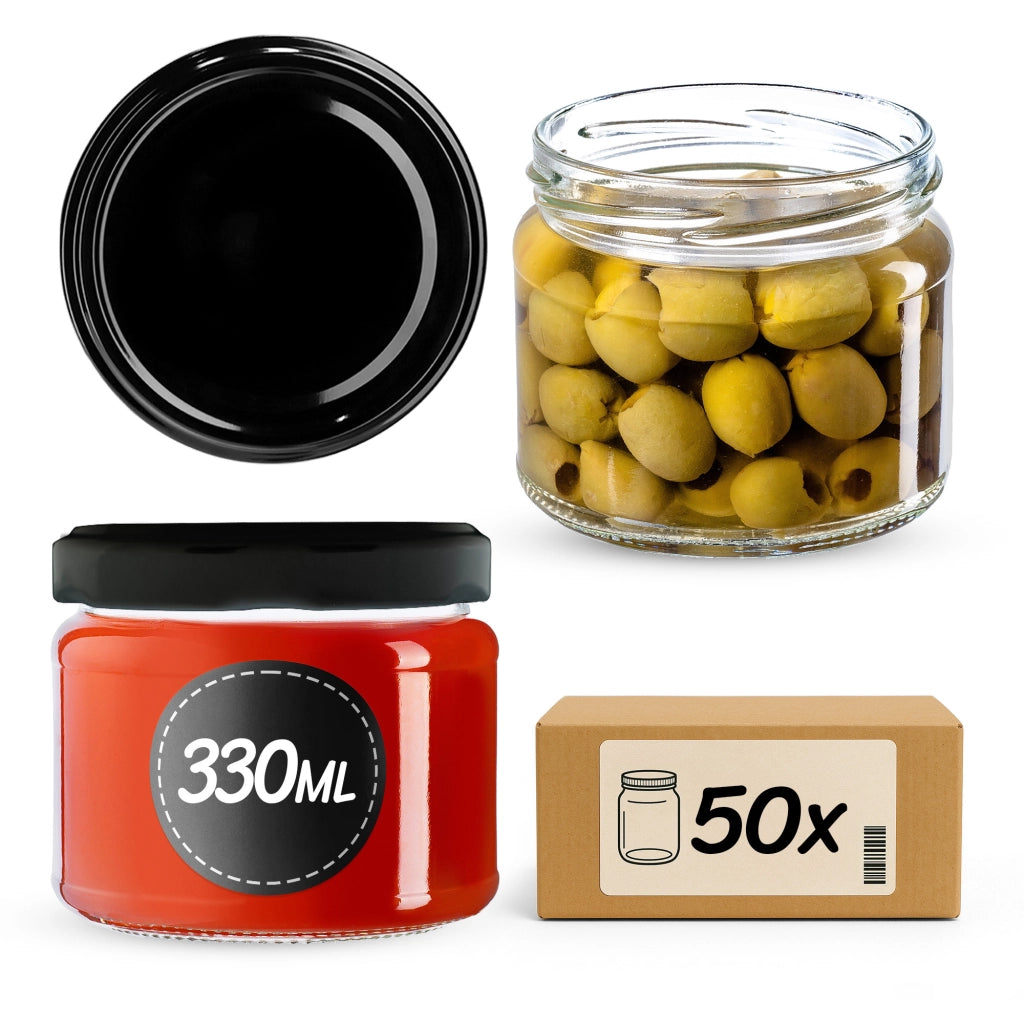 KADAX 50 barattoli di vetro da 330 ml vasetti di vetro marmellata tappi di miele Fi82