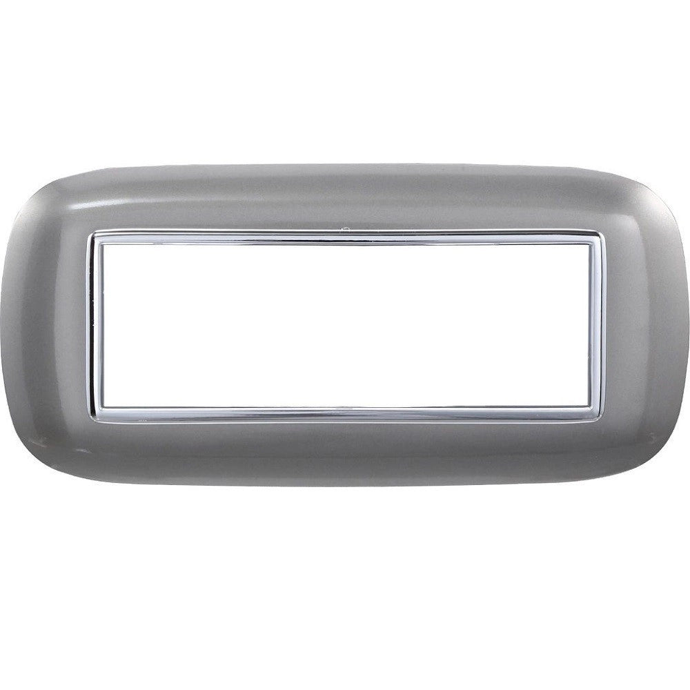 Trade Shop - Placca Oval 3 4 6 Moduli Colore Titanio Compatibile Bticino Axolute -